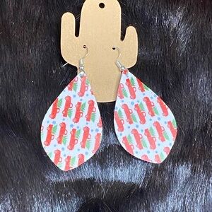 Red and White Car Print Kids Earrings